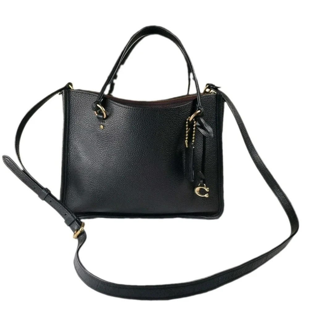 Coach Tyler Carryall 28 Black Pebble Leather Crossbody Bag C3460